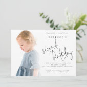 Moderne uitnodiging voor foto-overlay 2e verjaarda (Staand voorkant)