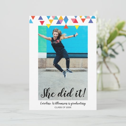 Moderne uitnodiging voor foto van Afstuderen in kl (Staand voorkant)