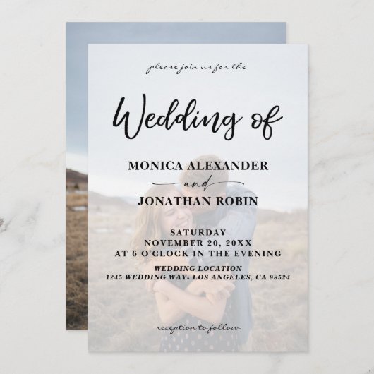 Moderne uitnodiging voor foto Vertical 2 Wedding (Voorkant / Achterkant)