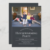 Moderne uitnodiging voor fotokolen Gray Housewarmi (Voorkant / Achterkant)