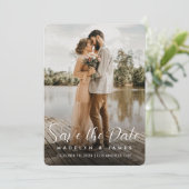 Moderne uitnodiging voor fotoweddenschap met bruin (Staand voorkant)