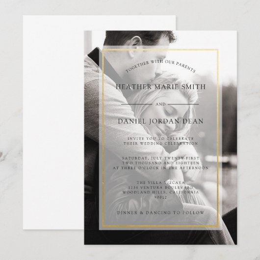 Moderne uitnodiging voor fotoweddenschappen (Voorkant / Achterkant)