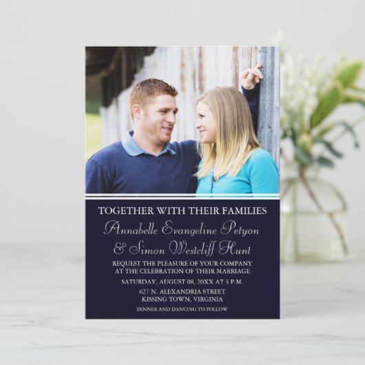 Moderne uitnodiging voor fotoweddenschappen (Staand voorkant)