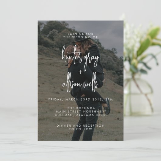 Moderne uitnodiging voor fotoweddenschappen (Staand voorkant)