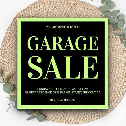 Moderne uitnodiging voor garage sale
