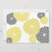 Moderne uitnodiging voor geel en grijs Floral (Achterkant)