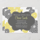 Moderne uitnodiging voor geel en grijs Floral (Voorkant / Achterkant)