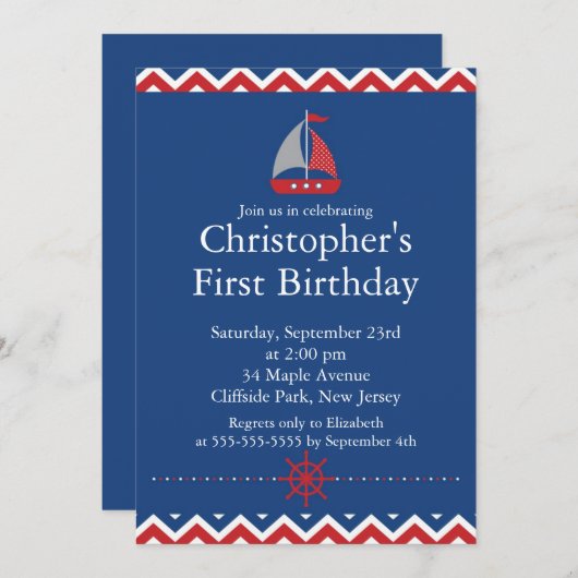 Moderne uitnodiging voor gevierde zadelboot (Voorkant / Achterkant)