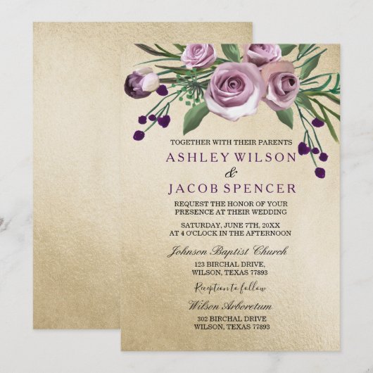 Moderne uitnodiging voor gouden bruiloft (Voorkant / Achterkant)