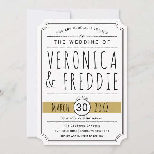 Moderne uitnodiging voor gouden bruiloft voor typo (Voorkant)