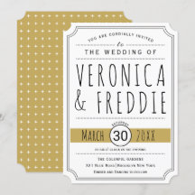 Moderne uitnodiging voor gouden bruiloft voor typo