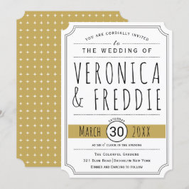 Moderne uitnodiging voor gouden bruiloft voor typo