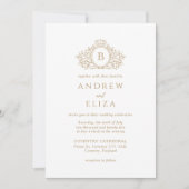 Moderne uitnodiging voor gouden monogram (Voorkant)