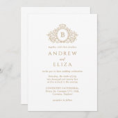 Moderne uitnodiging voor gouden monogram (Voorkant / Achterkant)