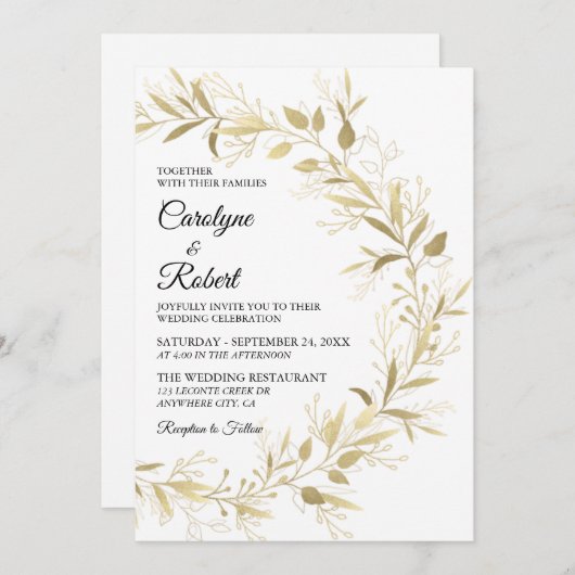 Moderne uitnodiging voor goudweddenschappen (Voorkant / Achterkant)