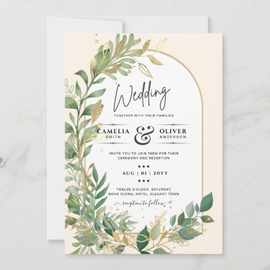 Moderne uitnodiging voor goudweddenschappen in Bot (Voorkant)