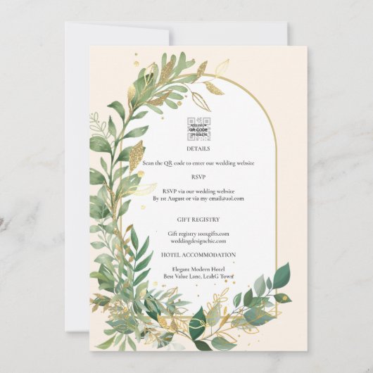 Moderne uitnodiging voor goudweddenschappen in Bot (Achterkant)