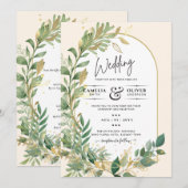 Moderne uitnodiging voor goudweddenschappen in Bot (Voorkant / Achterkant)