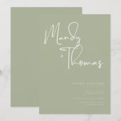 Moderne uitnodiging voor groene bruiloft (Voorkant / Achterkant)