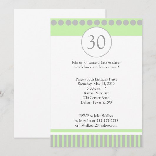 Moderne uitnodiging voor groene en zilveren 5x7 op (Voorkant / Achterkant)