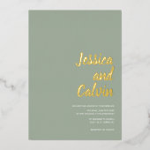 Moderne uitnodiging voor groene gouden tekst tijde (Voorkant)