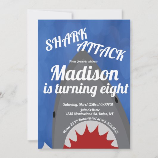 Moderne uitnodiging voor haaienpartij (Voorkant)