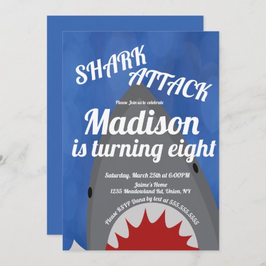 Moderne uitnodiging voor haaienpartij (Voorkant / Achterkant)