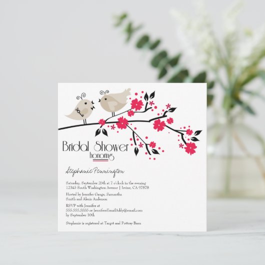 Moderne uitnodiging voor het douchen van oranjevog (Staand voorkant)