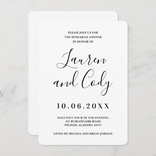 Moderne uitnodiging voor het drogen van witte en z (Voorkant / Achterkant)