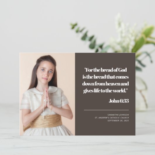 Moderne uitnodiging voor het eerste citaat van de  (Staand voorkant)