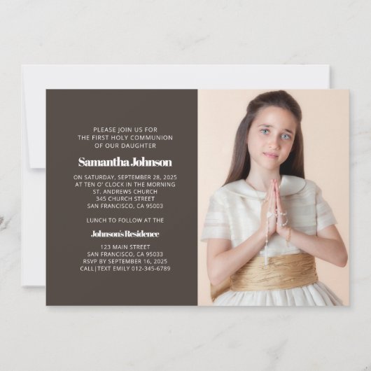 Moderne uitnodiging voor het eerste citaat van de  (Achterkant)