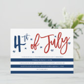 Moderne uitnodiging voor het feest van 4 juli (Staand voorkant)