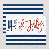 Moderne uitnodiging voor het feest van 4 juli (Voorkant / Achterkant)