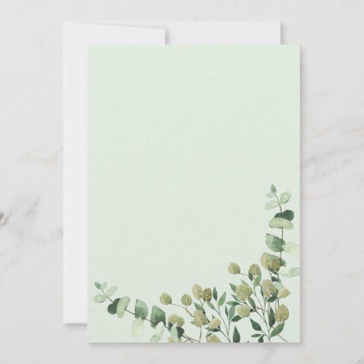 Moderne uitnodiging voor het huwelijk met eucalypt (Achterkant)