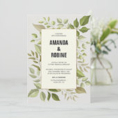 Moderne uitnodiging voor het huwelijk met eucalypt (Staand voorkant)