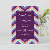 Moderne uitnodiging voor het huwelijk tussen Paars (Staand voorkant)