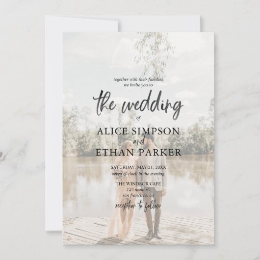 Moderne uitnodiging voor het huwelijk van de Foto (Voorkant)