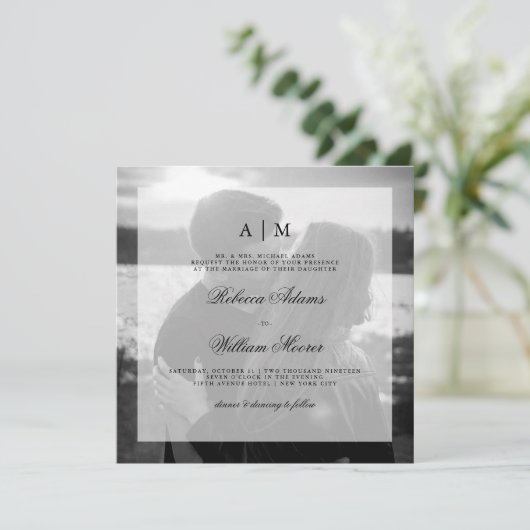 Moderne uitnodiging voor het uitzenden van foto's  (Staand voorkant)