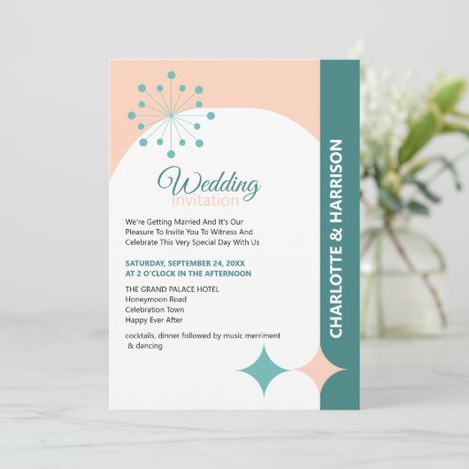 Moderne uitnodiging voor het uitzenden van huwelij (Staand voorkant)