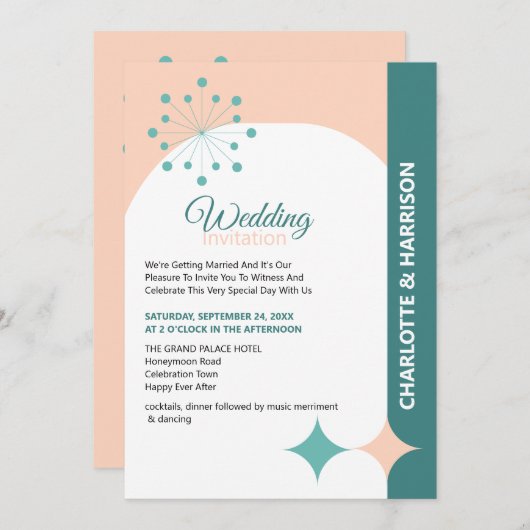 Moderne uitnodiging voor het uitzenden van huwelij (Voorkant / Achterkant)