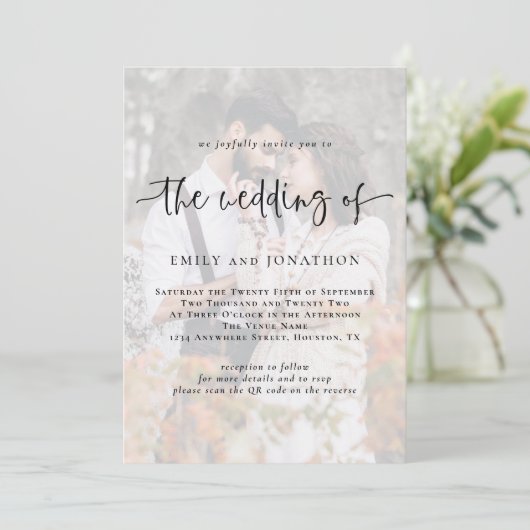 Moderne uitnodiging voor het uitzenden van QR-code (Staand voorkant)