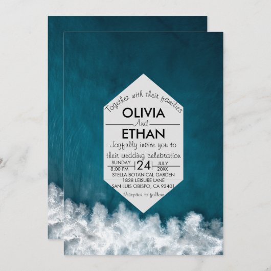 Moderne uitnodiging voor het uitzenden van zeeverb (Voorkant / Achterkant)