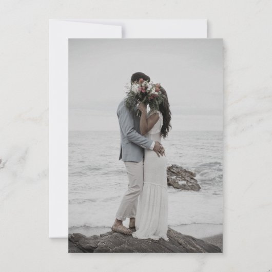 Moderne uitnodiging voor huwelijk blauwe hemel en  (Achterkant)