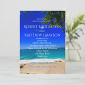 Moderne uitnodiging voor huwelijksreis in Chic Gay (Staand voorkant)