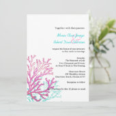 Moderne uitnodiging voor huwelijksreis met Coral B (Staand voorkant)