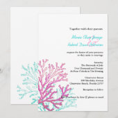 Moderne uitnodiging voor huwelijksreis met Coral B (Voorkant / Achterkant)