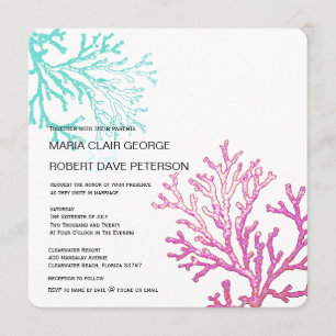 Moderne uitnodiging voor huwelijksreis met Coral B