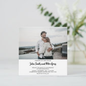 Moderne uitnodiging voor huwelijksreis op het plei (Staand voorkant)