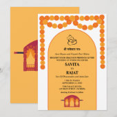 Moderne uitnodiging voor Indiase bruiloft (Voorkant / Achterkant)