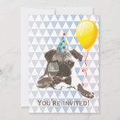 Moderne uitnodiging voor jonge honden en wijnstokk (Voorkant)